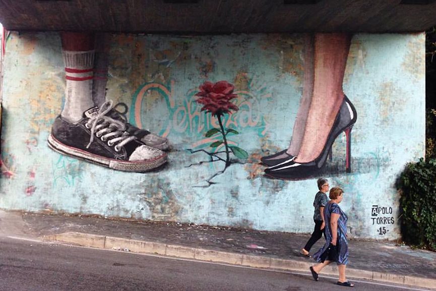 Opera dello street artist brasiliano Apolo Torres per il festival Memorie Urbane di Formia (Italia)