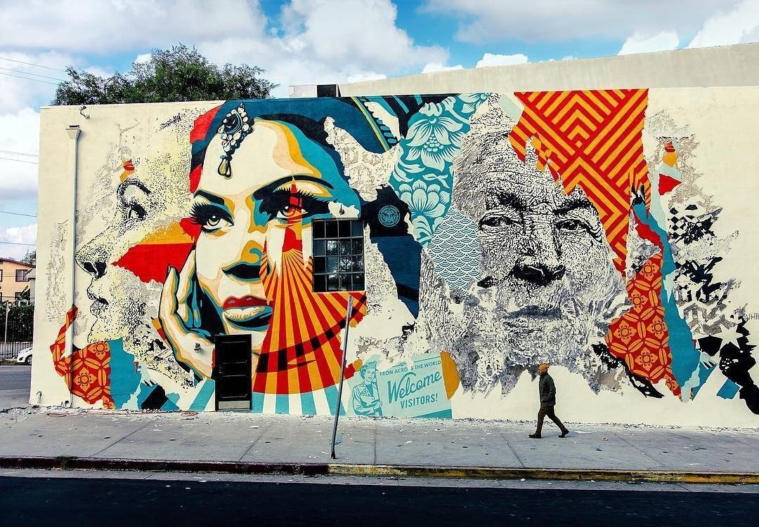 Vhils & Obey Giant @Los Angeles, USA