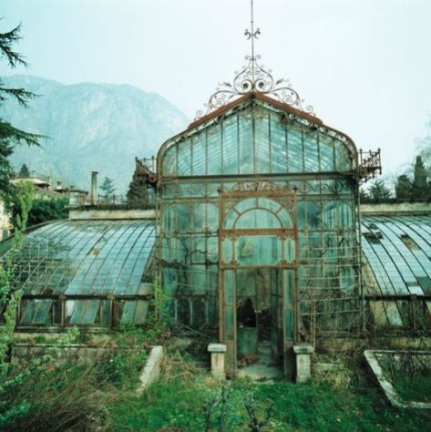 Serra in stile vittoriano abbandonata, Villa Maria, nel nord Italia vicino al lago di Como. Foto scattata nel 1985 da Friedhelm Thomas